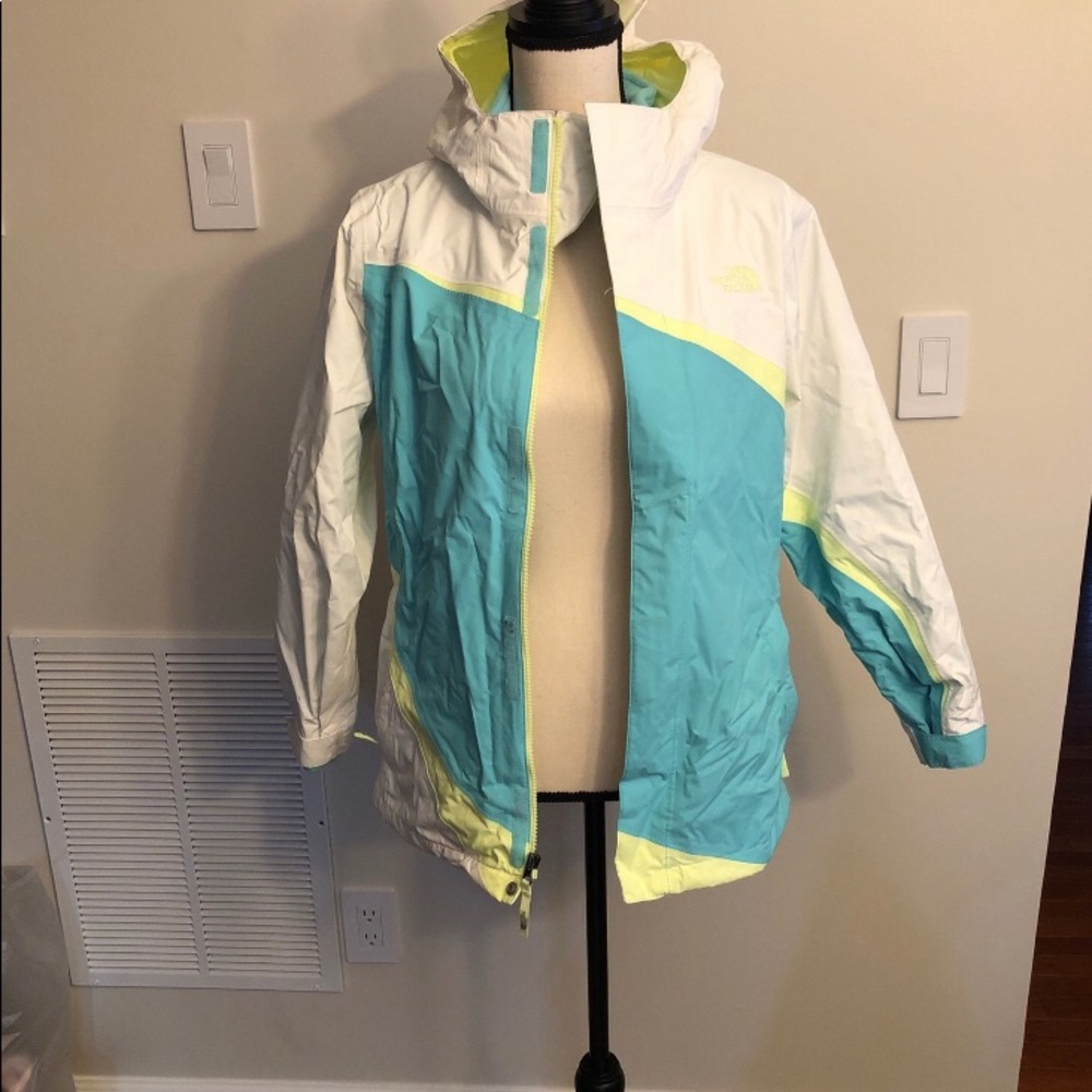 North face white teal girls sz xl winter jacket